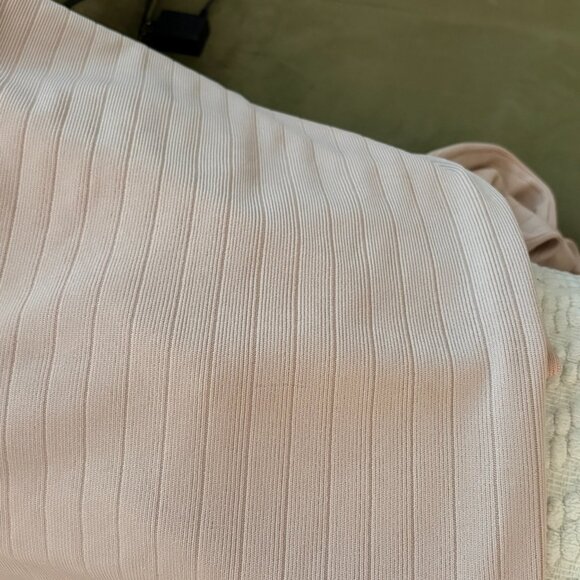 Veiled Collection Beige Ribbed Floor-Length Maxi Dress | Long Sleeve | Size L - Picture 4 of 6